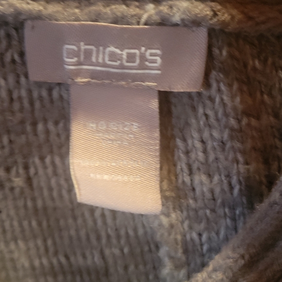 Chico's Charcoal Knit Poncho with Button Detail - Picture 3 of 4